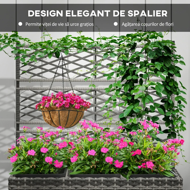 Outsunny Pat De Flori De Sine Statator Pentru Gradina, Jardiniera Pentru Plante Cataratoare 84x30x107cm Gri Deschis