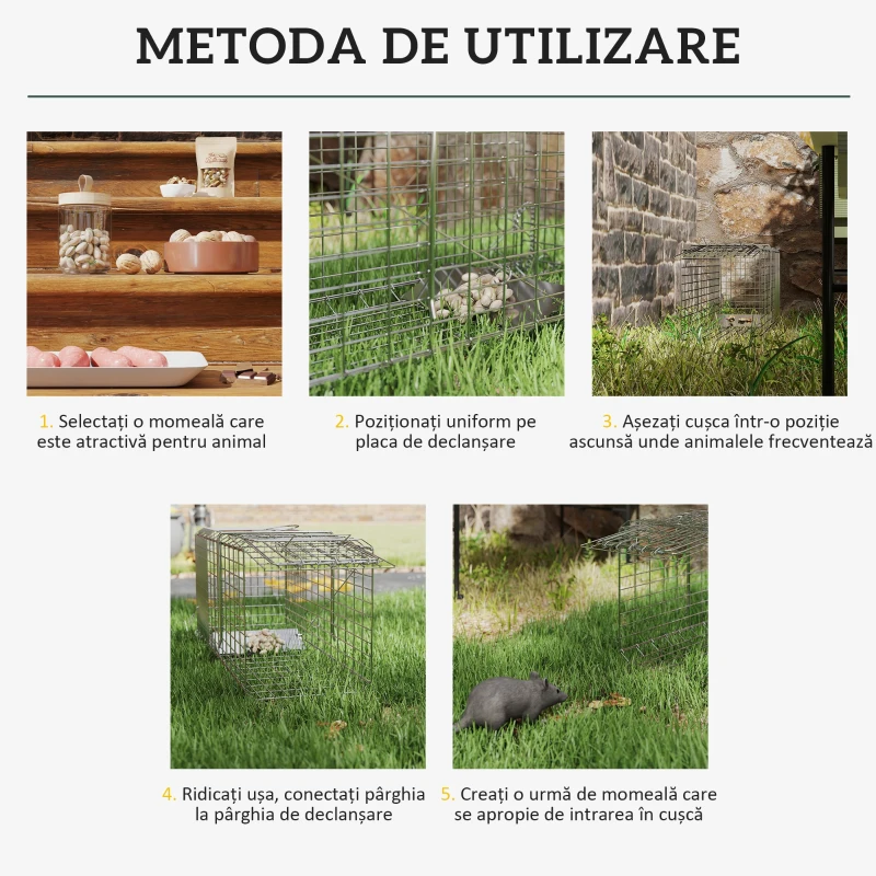 Outsunny Capcană pliabilă pentru șobolani, șoareci și nutrii din oțel