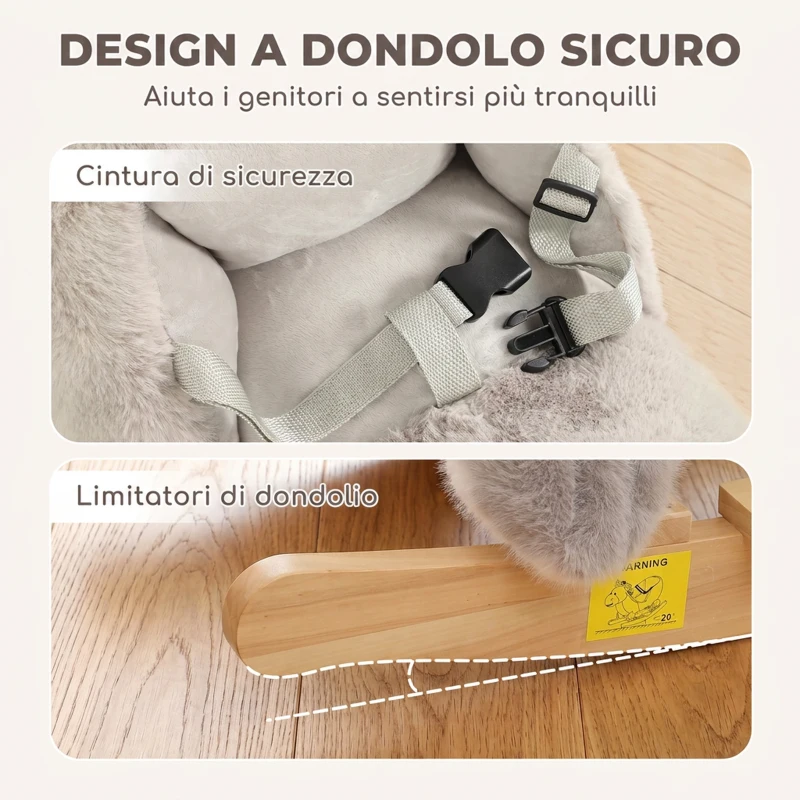 AIYAPLAY Cavallo a Dondolo per Bambini 1-3 Anni a Forma di Foca con Suoni Realistici, Cintura di Sicurezza, Grigio