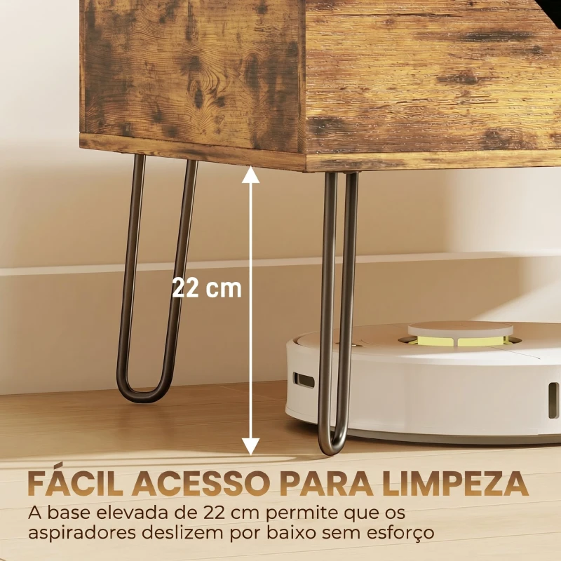 HOMCOM Mesa de Centro com Tampo Elevatório e Compartimento Oculto Pés de Aço 95x50x40 cm Castanho Rústico