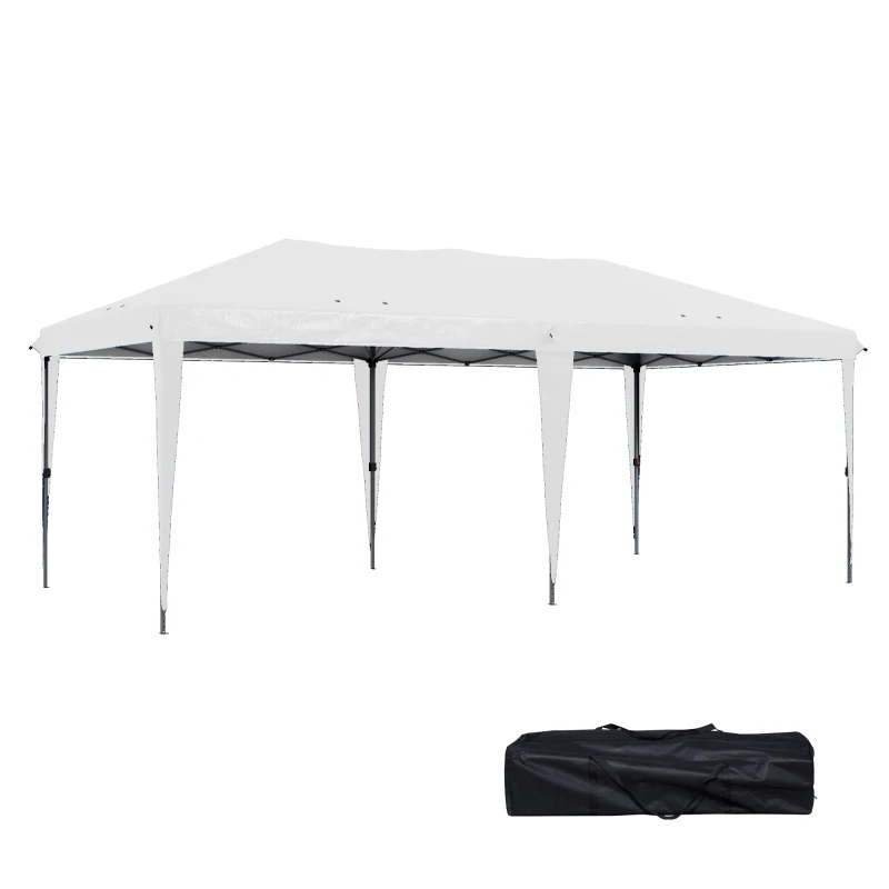 Outsunny Faltpavillon Gartenzelt Partyzelt,  faltbar, wetterbeständig, 5,9 m x 2,95 m x 2, m, Weiß