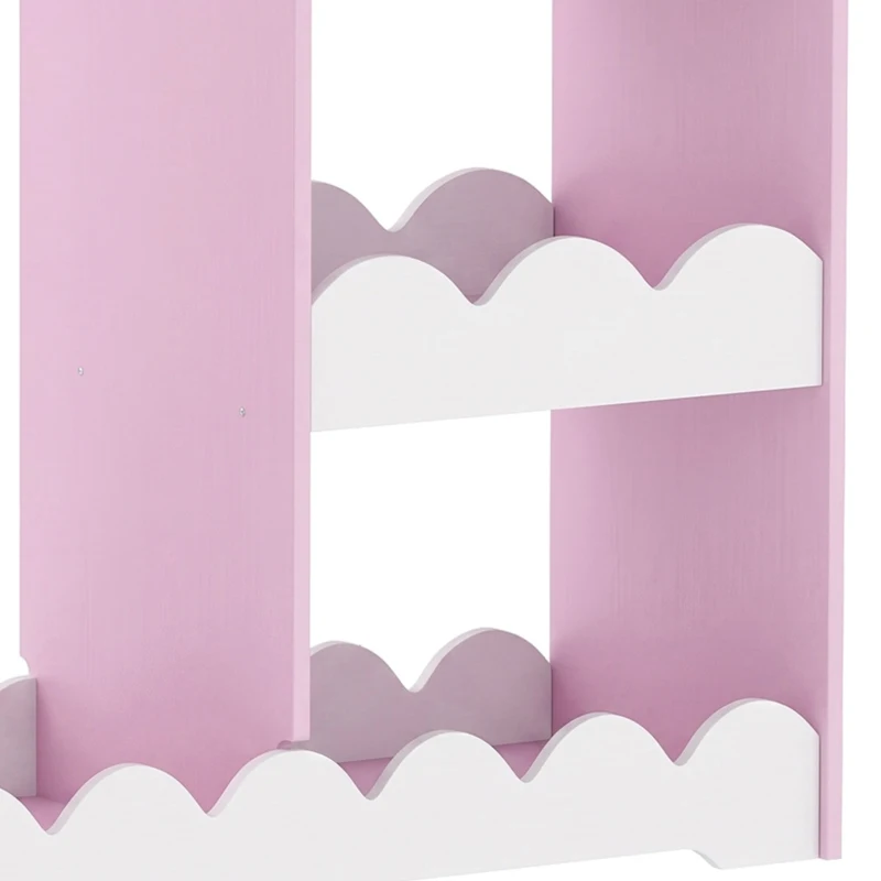 AIYAPLAY Kids Wardrobe, Children Dress Up Storage with Mirror, Clothes Rail, Shelves, Hangers for Girls Boys Bedroom Nursery Pink