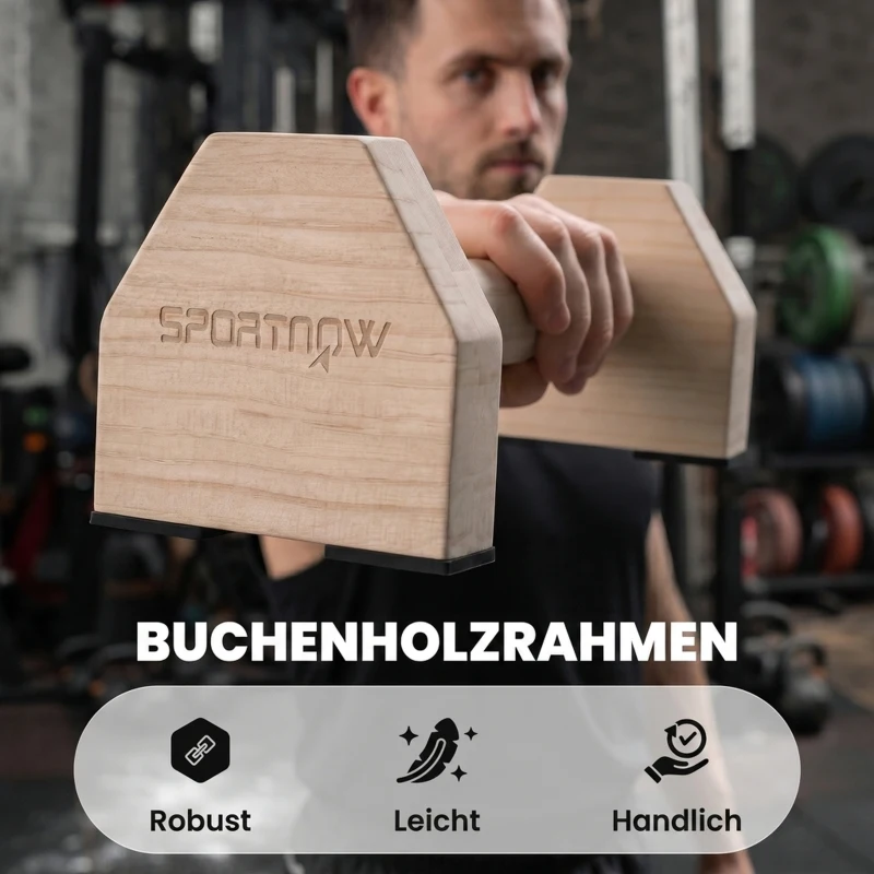 SPORTNOW Push Up Bars im 2er-Set, robust & rutschfest, bis 120 kg, Buchenholz, 30x13x10cm, Natur