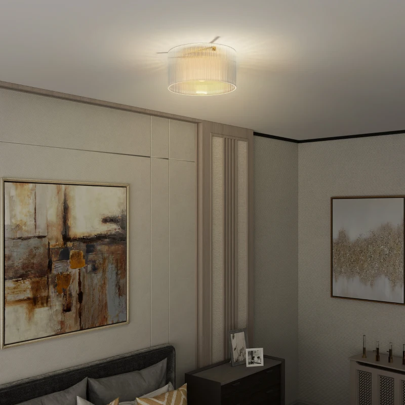 HOMCOM Deckenlampe mit Acryllampenschirm, Metall, Halogen- und LED-kompatibel