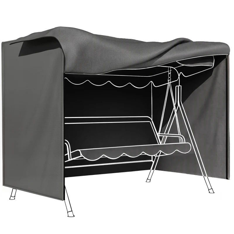 Outsunny Abdeckung für Gartenschaukel, Schutzhülle für Hollywoodschaukel, Abdeckhaube, wasserfest, 205 x 124 x 164 cm, Dunkelgrau(m-11)