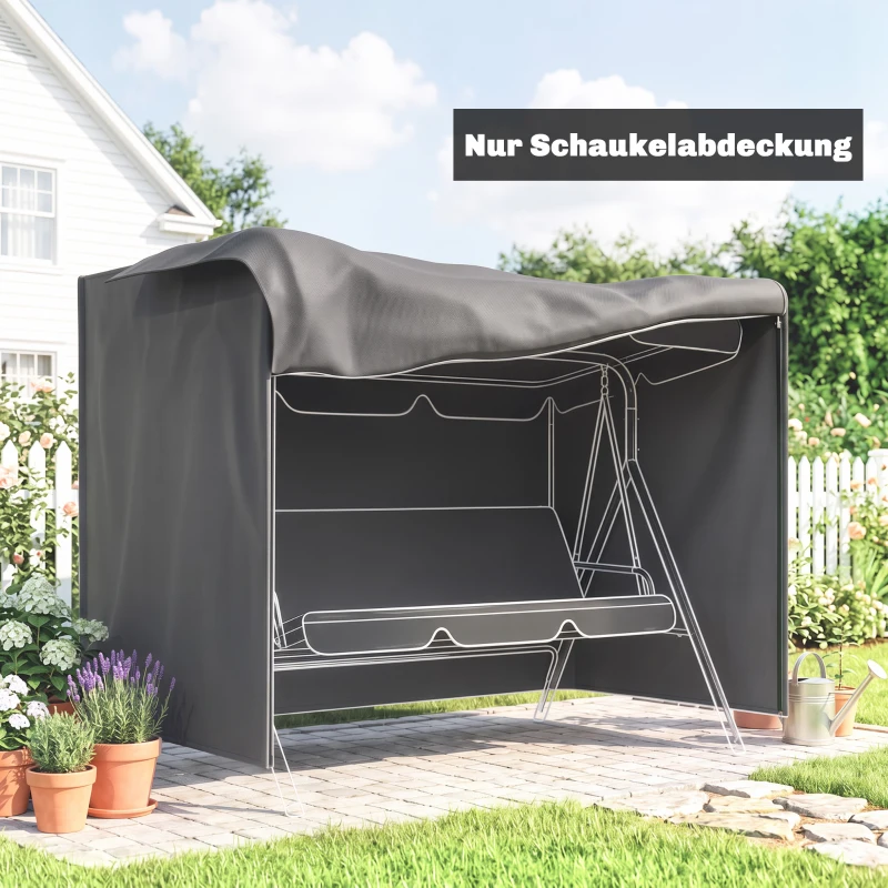 Outsunny Abdeckung für Gartenschaukel, Schutzhülle für Hollywoodschaukel, Abdeckhaube, wasserfest, 205 x 124 x 164 cm, Dunkelgrau(m-2)