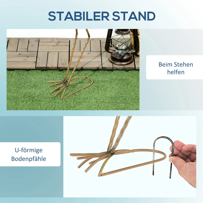 Outsunny Gartenfigur Kraniche, 2-er Set, rostfrei, wetterfest, farbbeständig, Stahl, 26 x 15 x 74 cm, Blau/Weiß/Grau