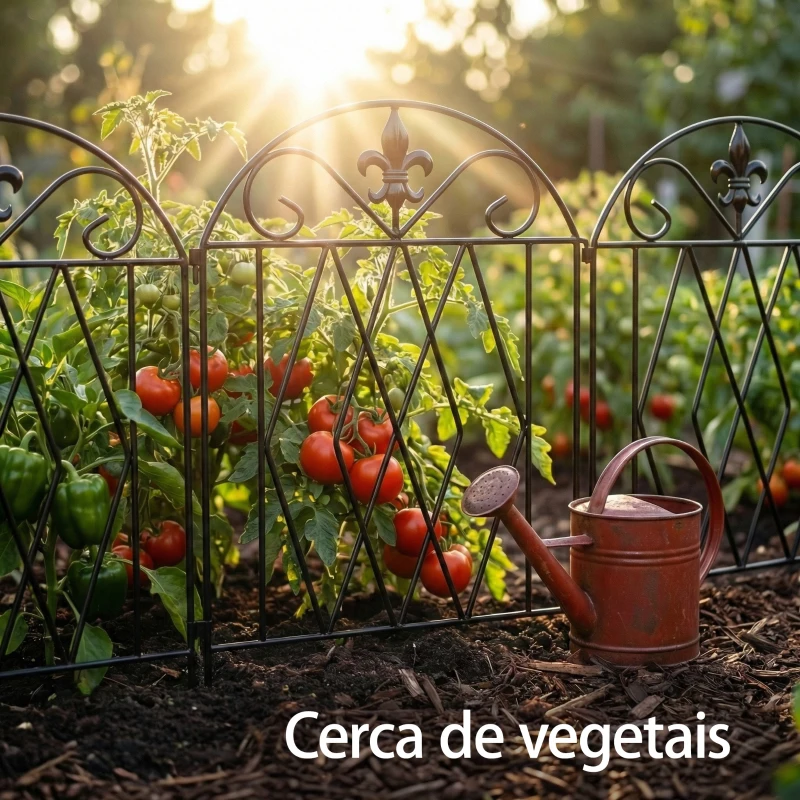 Outsunny Conjunto de 4 Cercas de Jardim Metálicas 125x56 cm com Design Arqueado Resistentes e Fáceis de Instalar para Pátio Relvado Preto