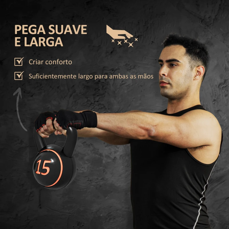 SPORTNOW Peso Russo de 2,2 kg, 4,5 kg, 6,8 kg Kettlebell de Fitness Preenchido com Areia com Punho Largo e Antiderrapante Preto