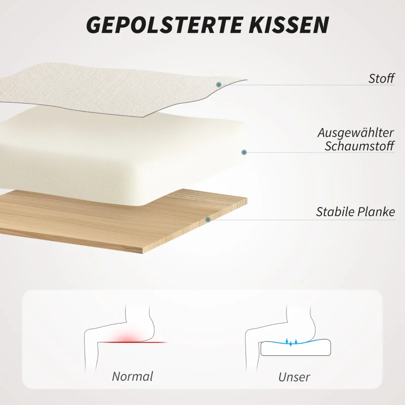 HOMCOM Gepolsterter Bürostuhl, Schreibtischstuhl in Leinenoptik, goldfarbene Beine, höhenverstellbar, Beige