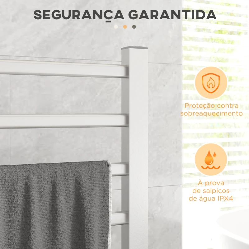 HOMCOM Toalheiro Elétrico de Parede ou Solo 150 W com Função de Temporizador e 8 Barras para Casa de Banho 53x35x90 cm Prata