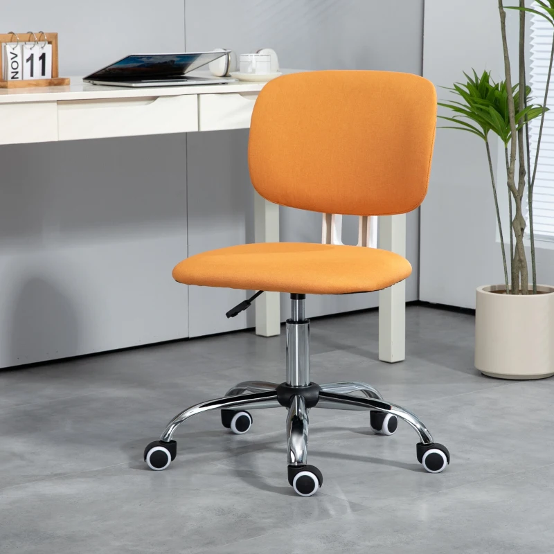 Vinsetto Cadeira de Escritório sem Braços Giratória Estofada em Tecido com Altura Ajustável Estilo Moderno 48x53x80-90 cm Laranja