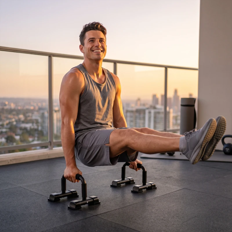 HOMCOM Dip Barren 2er Set Dip Station bis 120 kg belastbar Dip Stange Fitnessgeräte für Zuhause Parallettes Calisthenics Equipment für Krafttraining