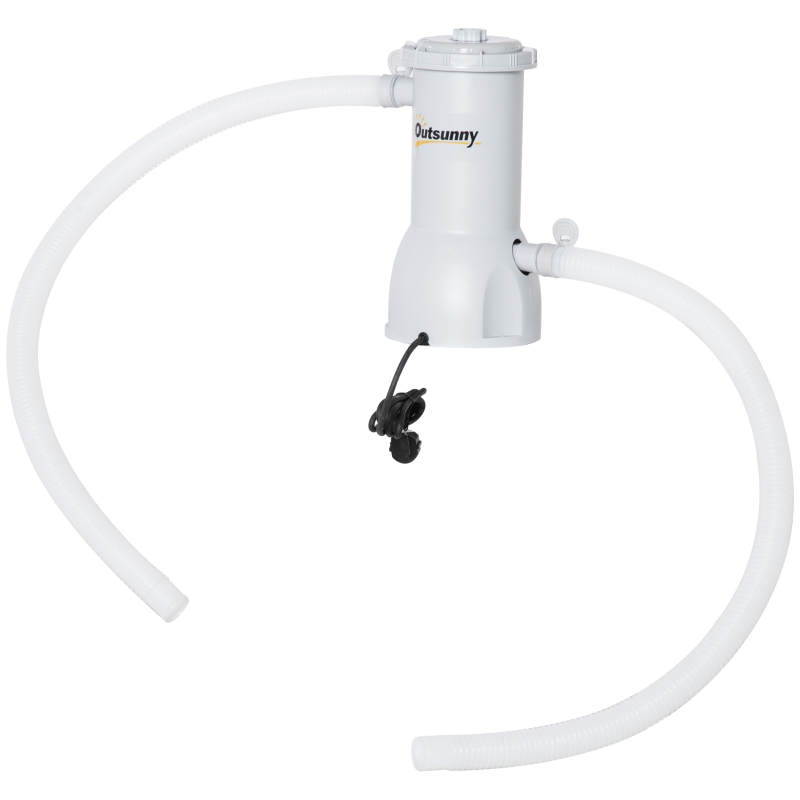 Outsunny Filtro Purificador 4.000L/H para Piscinas de 15.000L com Bolas de Filtro e Mangueiras de Conexão de 30mm Comprimento 100cm Ø21x35cm Cinza