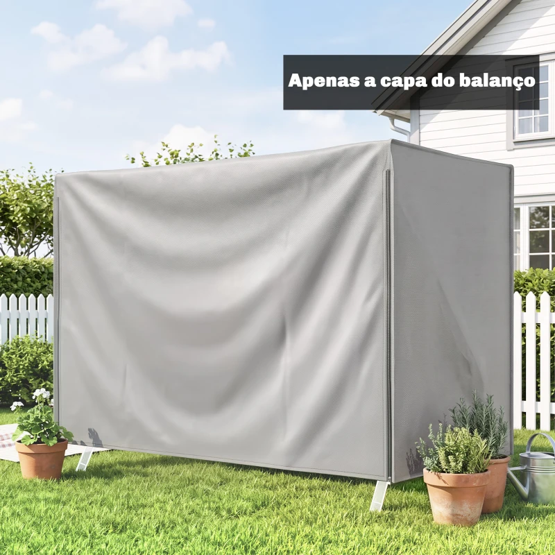 Outsunny Capa para Móveis de Jardim Capa Protetora para Baloiços de Exterior com Fecho de Correr 205x124x164 cm Cinza Claro