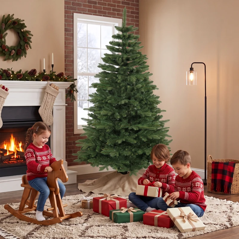 HOMCOM Árvore de Natal Artificial Abeto Nobre 961 Ramos 180cm Verde