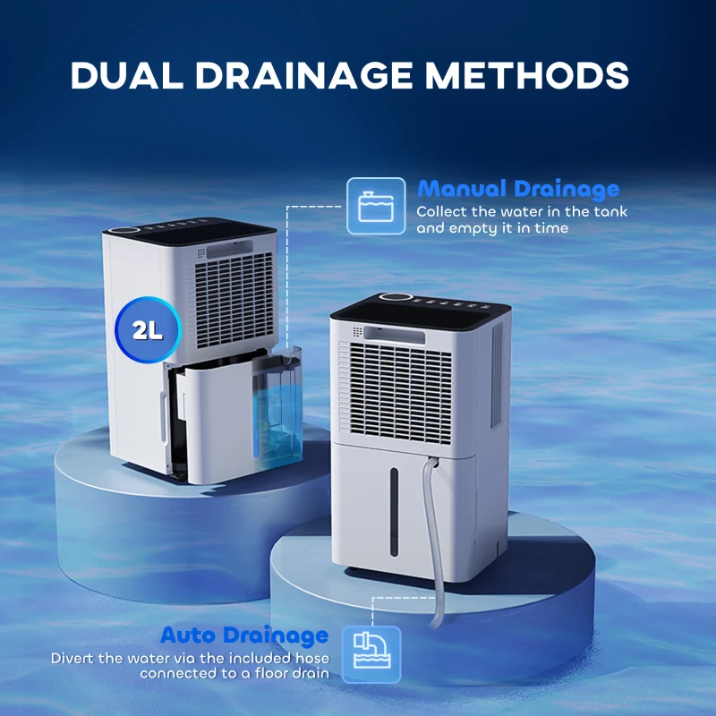 HOMCOM 12L/Day Dehumidifier, with Filter - White