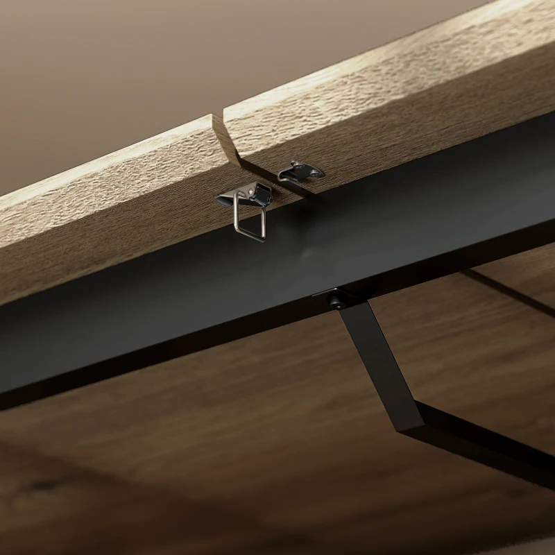 HOMCOM Uitschuifbare eettafel 140-180 cm voor 6-8 personen, rechthoekig in industriële stijl met stalen frame, bruin