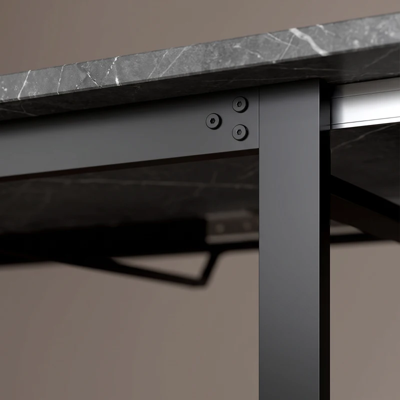 HOMCOM Uitschuifbare eettafel 140-180 cm voor 6-8 personen, rechthoekig, industrieel design met stalen frame, zwart