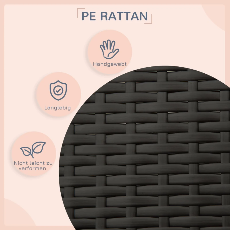 PawHut Rattan Hundeliege Outdoor mit Dach, Erhöhtes Hundebett 69 x 98 x 70 cm Kühlendes Haustierliege mit Metallrahmen, Abnehmbare Kissen Hautierbett für kleine und mittelgroße Hunde, Kaffee-Braun