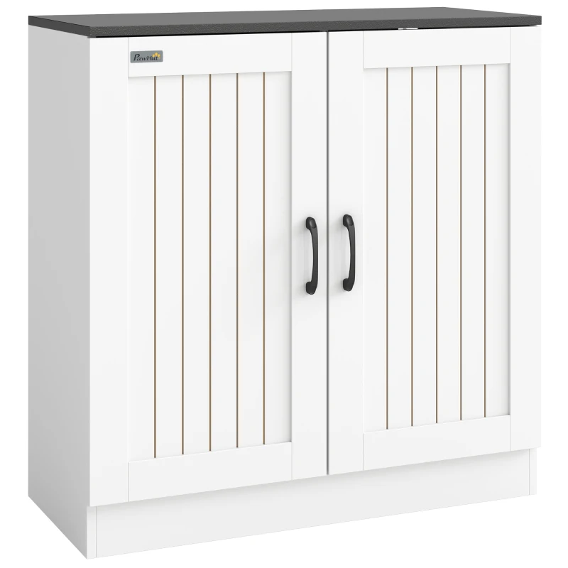PawHut Fish Tank Stand, 20-29 Gallon Aquarium Stand with Cabinet Storage, Power Outlets and Anti-Tip Kit, White