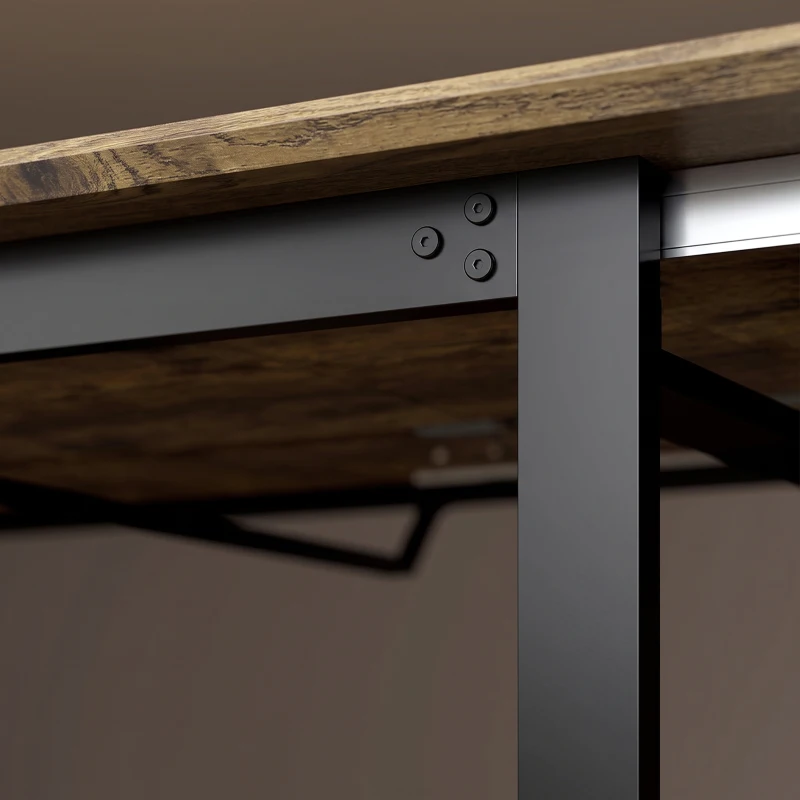 HOMCOM Uitschuifbare eettafel 140-180 cm voor 6-8 personen, rechthoekig in industrieel design met stalen frame, tijgerhoutlook
