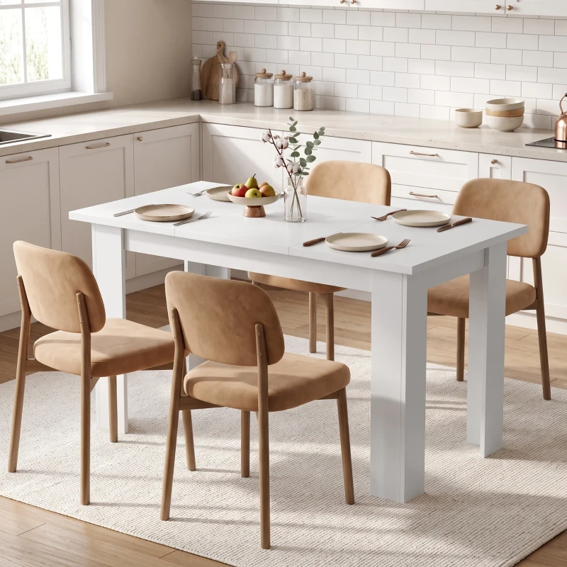 HOMCOM Masă de dining modernă cu spațiu de depozitare, 120 cm, albă