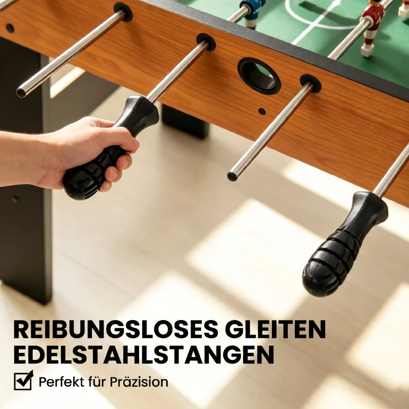 HOMCOM Tischfußball Tischkicker Kickertisch Spielzeug Spieler-Party Fußball Geschenk für 14+ Jungen Zusammenklappabar innen mit je 11 Spielern pro Seite MDF Schwarz+Natur 98 x 42 x 62,5 cm