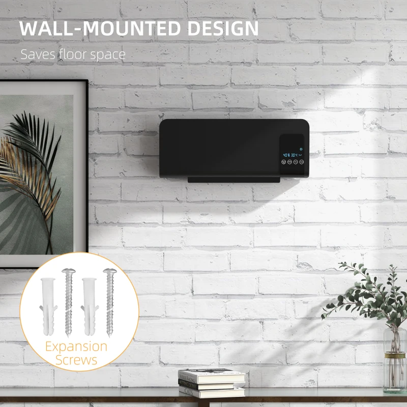HOMCOM 2000W Wall Mounted Heater, 18-45°C Temperature, Black