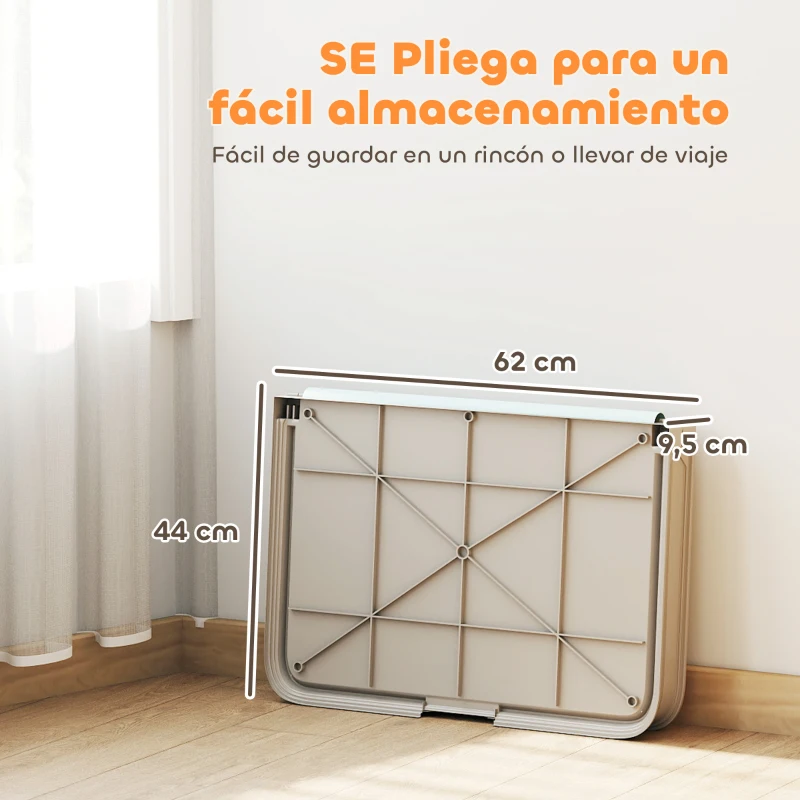 PawHut Inodoro para Perros Plegable 86x62 cm Bandeja Sanitaria Perros Entrenamiento 3 Almohadillas Pies Antideslizantes Gris