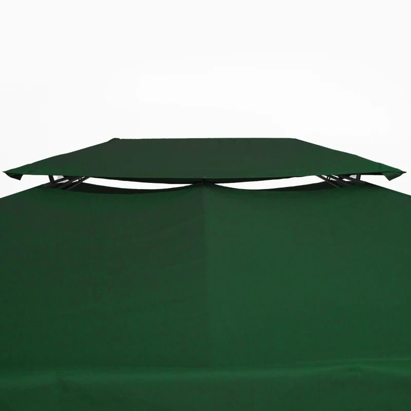 Outsunny Copertura per Gazebo 4x3 m a 2 Livelli in Poliestere con Cinghie e 10 Fori di Drenaggio, Verde