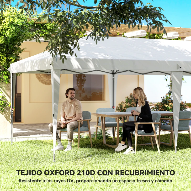 Outsunny Carpa Plegable 6x3 m Pop-up con 4 Laterales Desmontables Cenador de Jardín con 2 Ventanas y Bolsa de Transporte Blanco