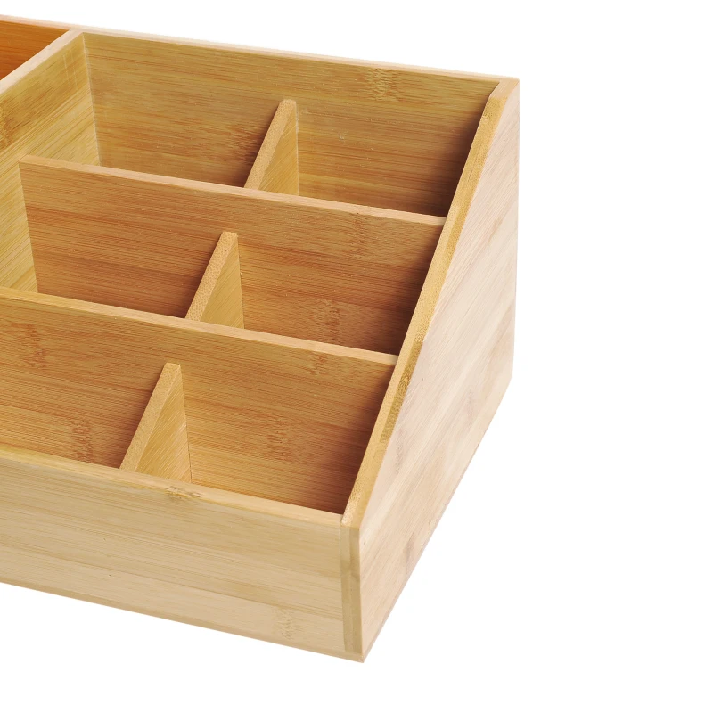 HOMCOM Schreibtischorganizer aus Bambus Aufbewahrungsbox mit Schublade - Stiftebox Büro Box Organisation Stiftehalter für Schreibtisch, Büro Natur 33 x 20,5 x 15,5 cm