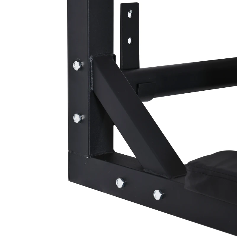 HOMCOM Barra de Dominadas de Pared con Almohadillas Barra de Pull Up de Acero Multifuncional para Fitness Entrenamiento en Casa Adultos Carga Máx. 120 kg 93x72x48 cm Negro
