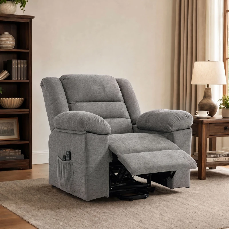 HOMCOM Oversized Riser Recliner Chair with Massage and Heat, Power Lift Recliner for Elderly with Wide Seat and Back, Grey