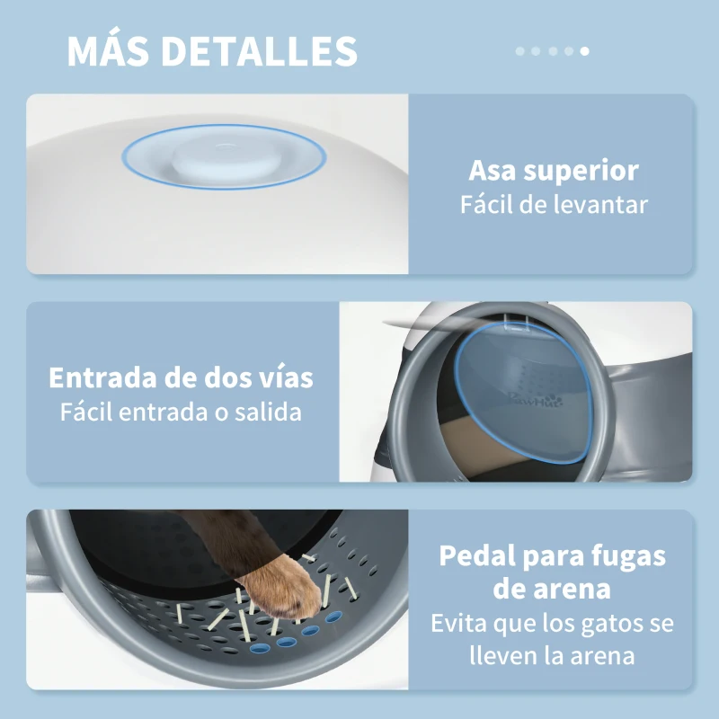 PawHut Caja de Arena para Gatos Plegable Arenero Cerrado para Gatos con Pala 52x41x38 cm Blanco y Gris