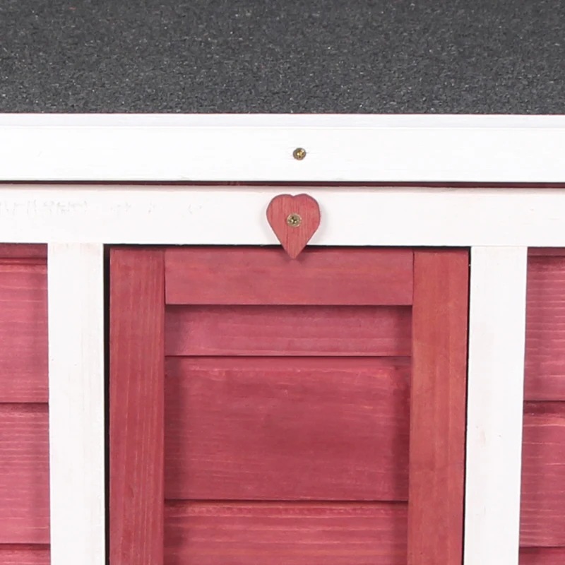 PawHut Conejera de Madera Exterior Jaula Caseta para Roedores Mascotas Pequeñas con Techo Asfáltico Se Puede Abrir y Rampa Antideslizante 42x51x43 cm Rojo