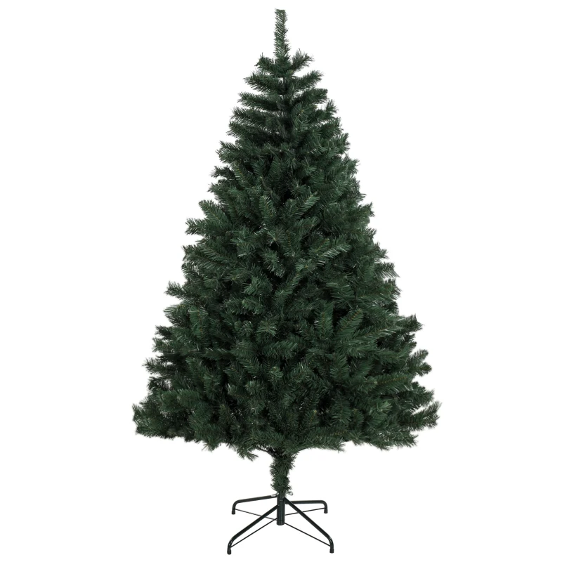 HOMCOM Árvore de Natal 180 cm Artificial com 820 Ramos Retardantes de Chama, Base em Aço Dobrável, Verde