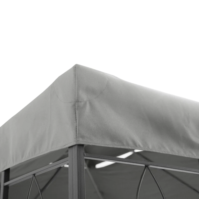 Outsunny Copertura per Gazebo 4x3 m a 2 Livelli in Poliestere con Cinghie e 10 Fori di Drenaggio, Grigio