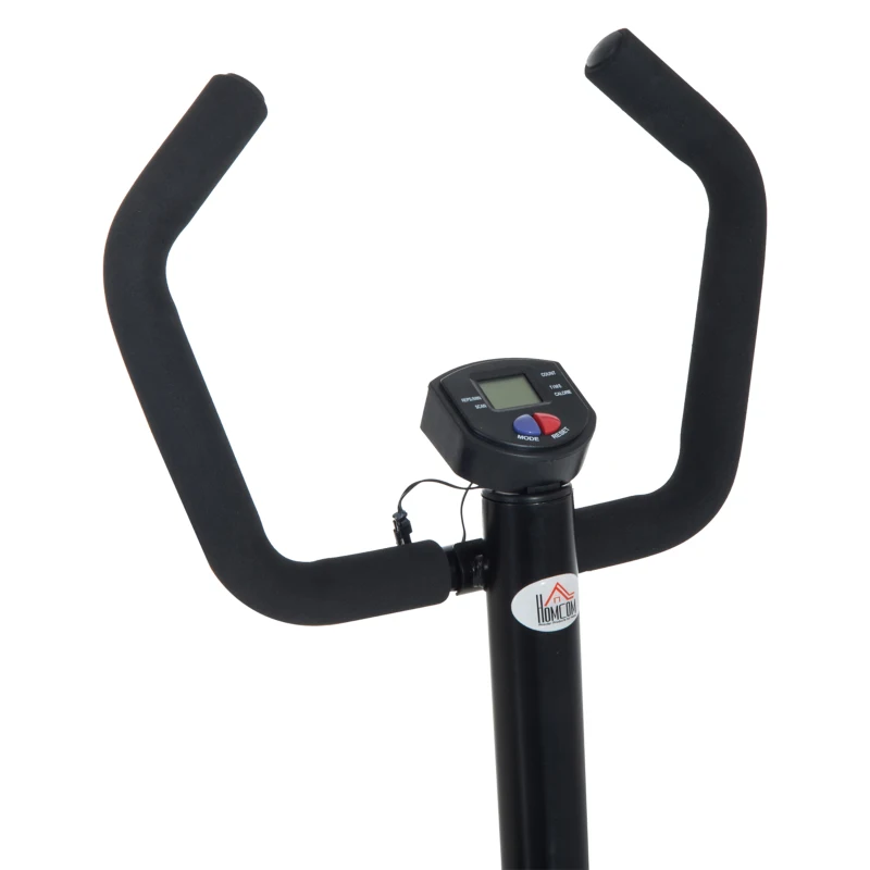 HOMCOM Máquina de Step Stepper Fitness con Manillar Pantalla LCD Cintas y Pedales Antideslizantes 40x32x125 cm Negro