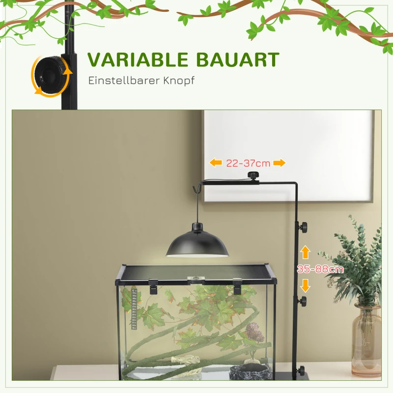 PawHut Wärmelampenständer für Terrarrien, höhenverstellbar, 40x15x95cm, Schwarz