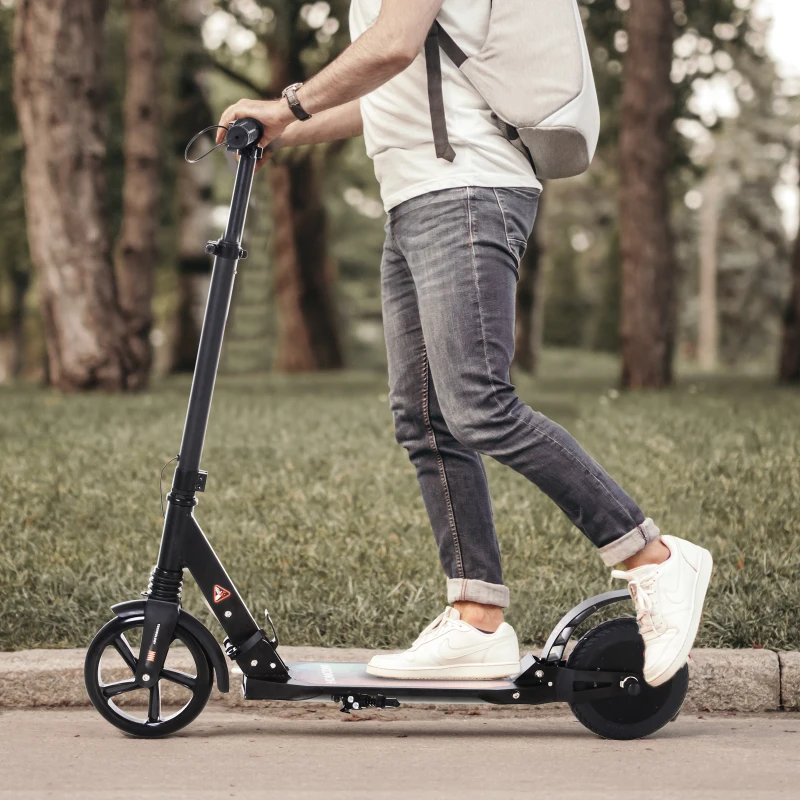 HOMCOM Patinete Eléctrico para Mayores de 14 Años E-Scooter Plegable Manillar Ajustable 12 km/h Batería Recargable 22,6V Monopatín 150W Carga 100kg