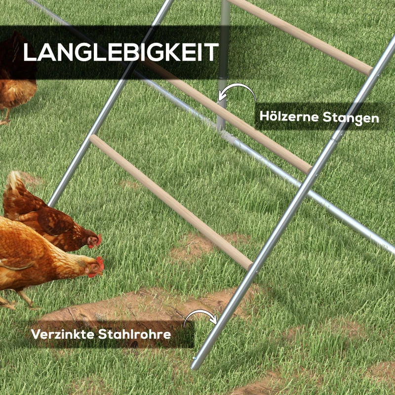 PawHut Zitladder voor Kippen, 4 Zitstangen, Weerbestendig, voor 4-6 Kippen, Staal/Hout