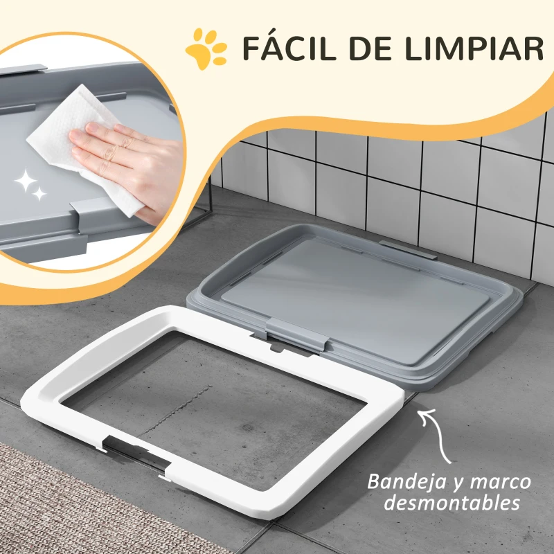 PawHut Inodoro para Perros con Bandeja para Entrenamiento de Cachorros en Exterior e Interior 63x48,5x6 cm Gris