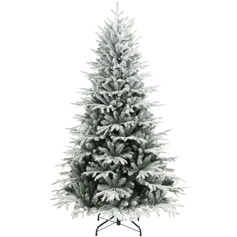HOMCOM Schneebeflockter Weihnachtsbaum 180 cm mit 1920 Spitzen, Klappsystem, künstlich, voll