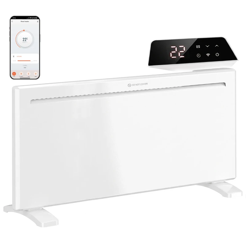 HOMCOM Smart Panel Heater Wall Mounted/Freestanding, Electric Heater with Weekly Timer, Open Window & Anti-Frost, 2000W, White