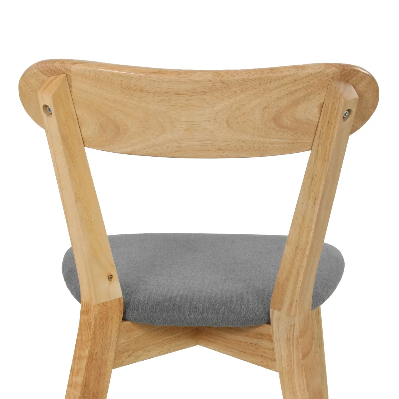 HOMCOM Lot de 4 Chaises de Salle à Manger, Chaises Cuisine, Assise Rembourrées en Lin, Dossier Incurvé, Gris et Bois Naturel