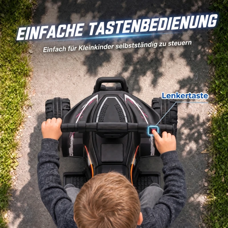 AIYAPLAY Kinder Quad Elektro 6V Kinderquad mit Lithium-Akku Vorwärtsfunktion Lenkerknopf-Steuerung 1,5-2 Jahre Schwarz