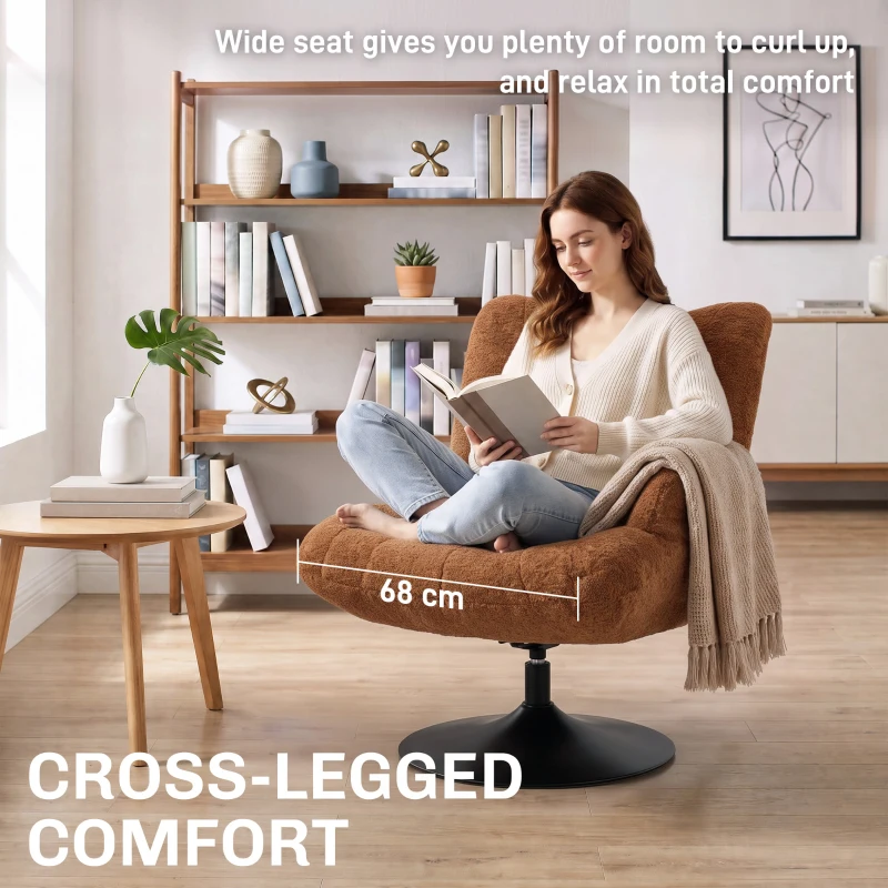 HOMCOM Fauteuil de Salon avec Repose-Pied Réglable, Fauteuil d'Appoint Capitonné en Velours Effet Motifs Gouttes d'Eau, Marron