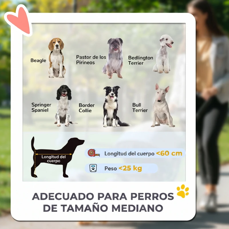 PawHut Carrito para Perros Plegable con Ventanas de Malla Cojín Lavable Correas de Seguridad 124x67x100 cm Gris Oscuro